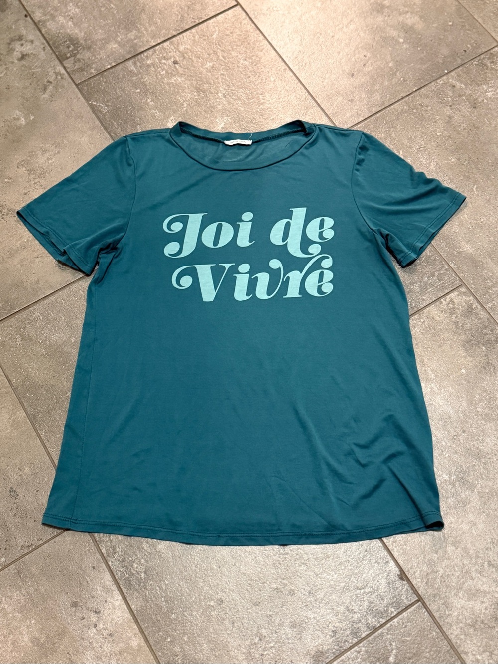 Teal 'Joi de Vivre' Short Sleeve Tee - Women's Casual Top